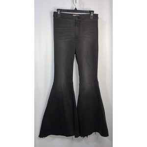 Free People FP Jeans Women's Size W28 Black High Rise Flare Bell Bottom Raw Hem